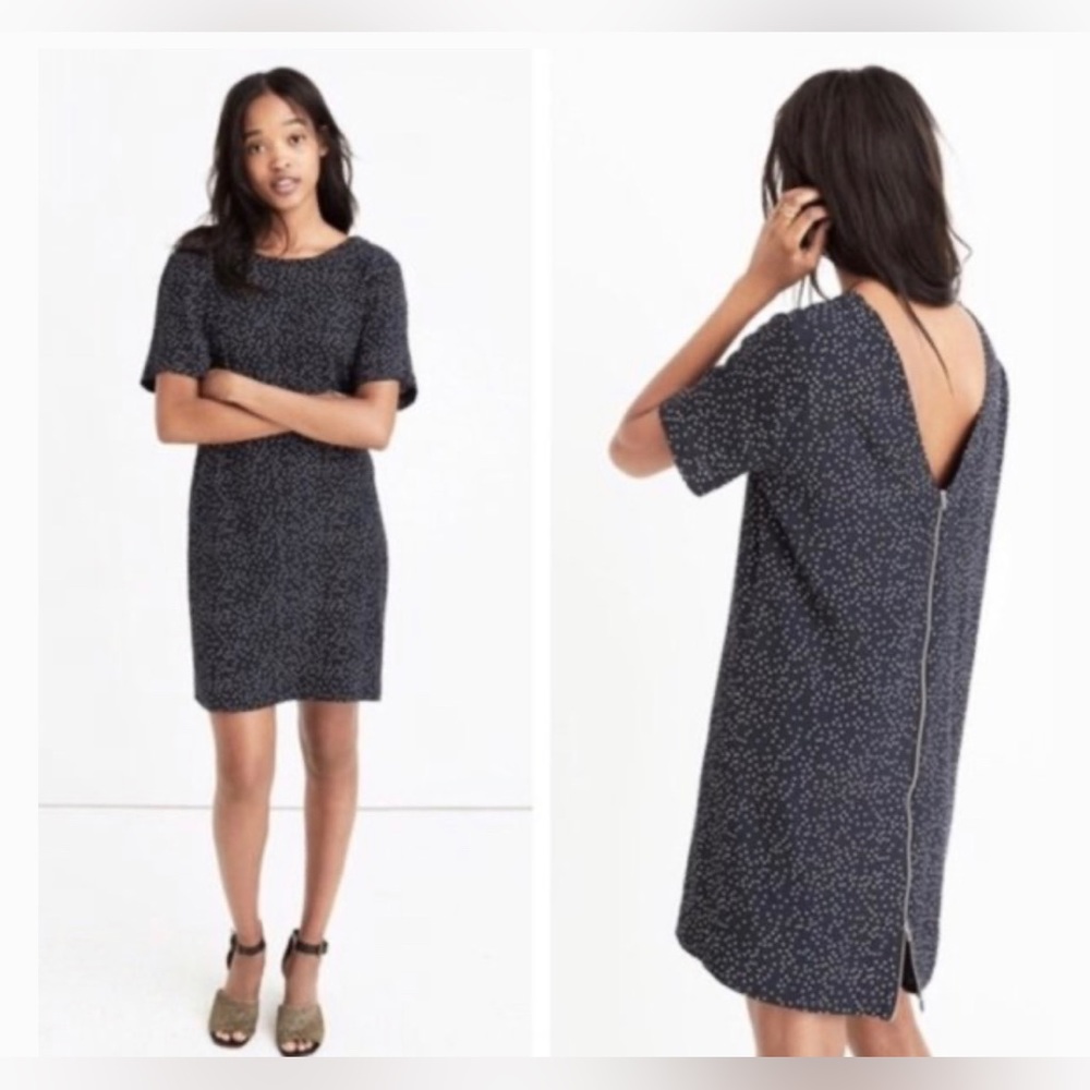 Madewell Zip-Back Dress in Polka Dot Scatter sz 4